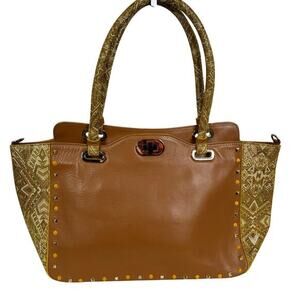 Vittoria Napoli Leather Studded Large Boho Tote‎ Bag